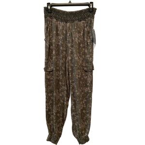 Democracy Printed Pull On Utility High Rise Jogger Pant Moonrock Size Small New